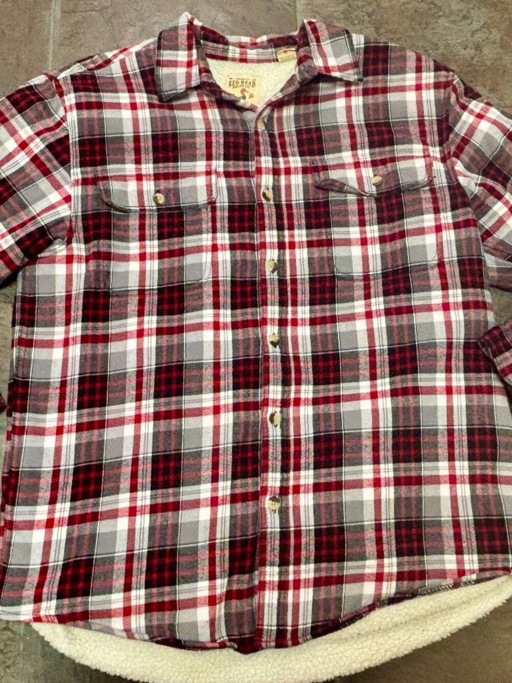 ~~Red Head Fleece Lined Flannel Shacket Jacket Mens Large Red Plaid..VGUC!!!!  *